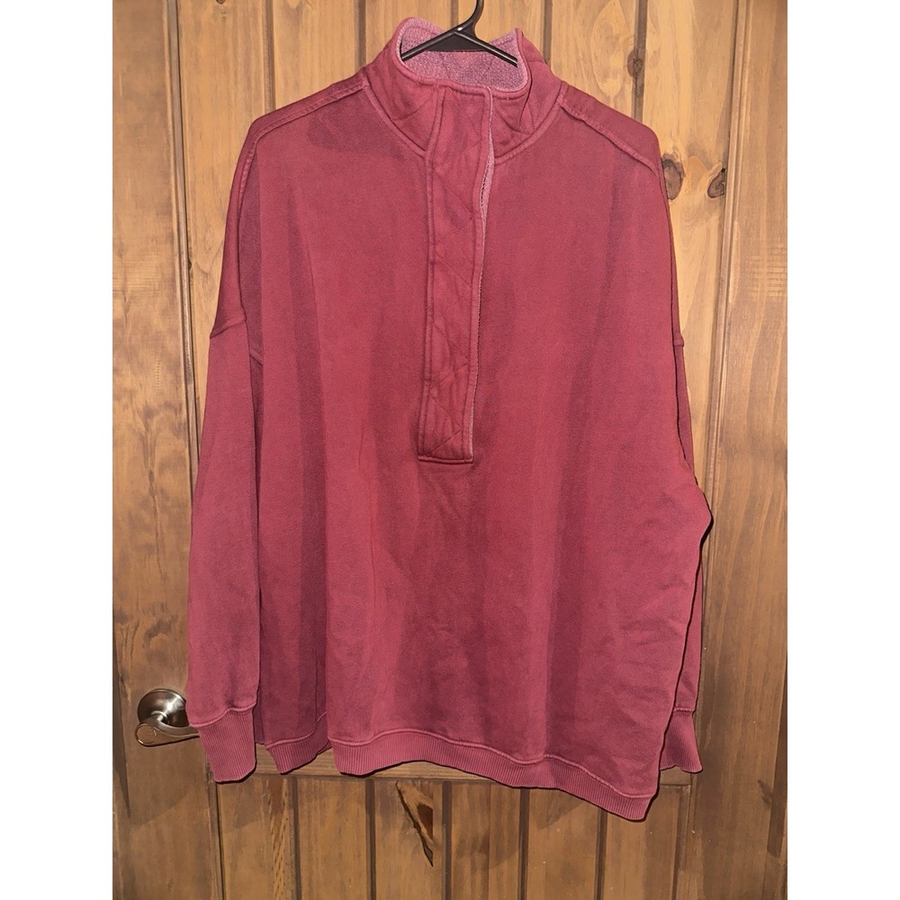 AERIE OH SNAP! SWEATSHIRT DEEP CHERRY OVERSIZED FIT Pullover Womens L